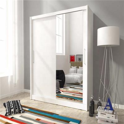 China PANEL Mirrored 2 Door Bedroom Furniture White Wardrobe for sale