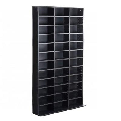 China RTA Melamine Modern Black Wooden CD Shelf for sale