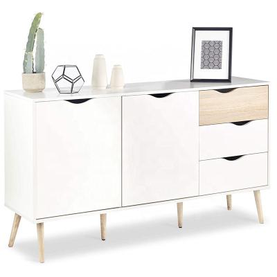 China PANEL Modern Wood Home Furniture Solid Wood Legs Sideboard With Cupboard And Drawer Combination for sale