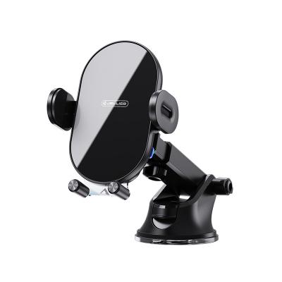 China New Mechanical Suction Cup Support Phone Stand 15W Wireless Charger Car Phone Holder for sale