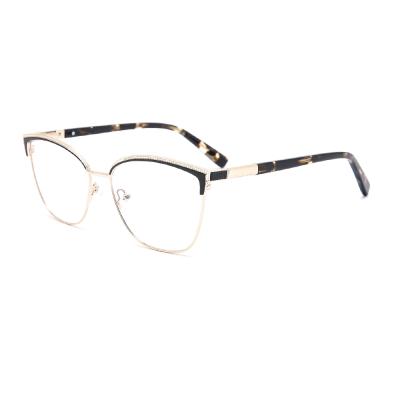 China For Cat Eye Reading Glasses Big Frame Thin Face Angle Metal Acetate Frame Metal Optical Frame Sharp Simplicity for sale