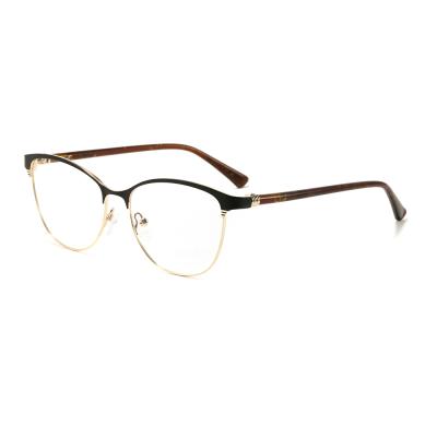 China For Reading Glasses Fashion Metal Cat Eye Metal Acetate Frame Myopia Frame Literary Temperament Retro Optical Frame for sale