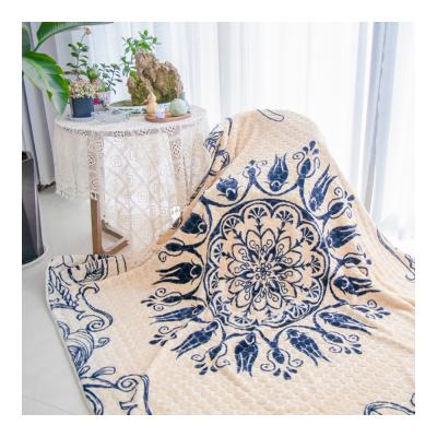 China New Winter Raschel Blanket Anti-static Light Color Embossed Raschel Blanket for sale