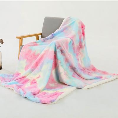 China Fashion Smooth Design Anti-static 100% Polyester Tie Dyed Plush Frenchie Blanket For Hospital for sale