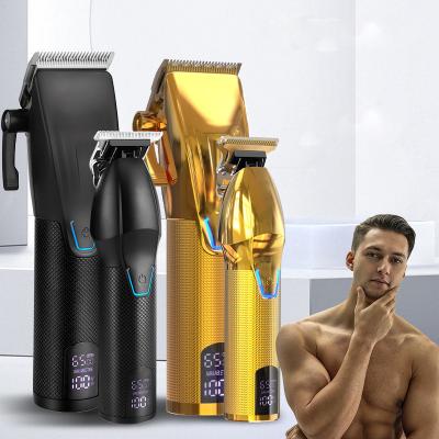 China 2023 Outdoors Wholesale Haircut Set Black Professional Motor Strong Men Barber Clippers Electric Gold Clippers Set for sale