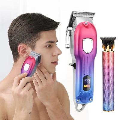 China Hair Clippers For Men's T-Blade Trimmer Set, Man Car Professional Cordless Hairdressers Clippers Set Blade Beard LCD Close Clipping Trimmer for sale