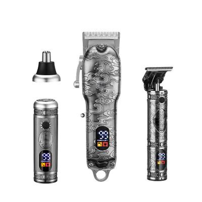 China 3pcs Outdoor Hair Trimmer Men Salon Waterproof Rechargeable Electric Clippers Tools Cordless Hair Trimmer Sets for sale