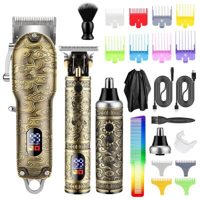 China Full Metal Body Outer Gold and Silver Trimmers Sniff Trimmer Electric Waterproof Face Shavers Clippers Set for sale