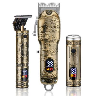 China 2023 Outdoor High Quality Professional Waterproof Cordless Hair Trimmers 3pcs Machines Sniff Face Hair Clippers Set for sale