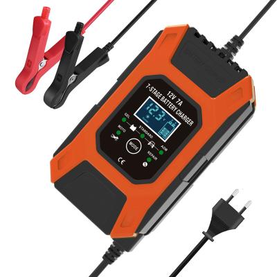 China 12V 7A 7stage Electric Smart Fast Power Battery Car Tool Pulse Repair Charging Chargers With LCD Display for sale