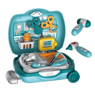 China Plastic Cheap Plastic Trolley Suitcase Kids Dentist Medical Tool Kit Packaging Plastic Doctor Sets Pretend Play Set Toys for sale