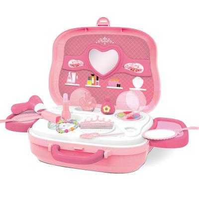 China Plastic Girls Fashion Suitcase Lovely Portable Car Styling Beauty Makeup Tool Kindergarten Pretend Play Toy for sale