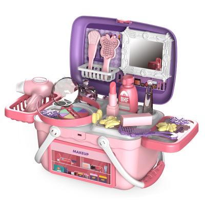 China Plastic 2 in 1 Hand Basket Plastic Princess Girls Beauty Makeup Dressing Up Toys Pretend Play Set for sale