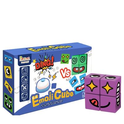 China Face Expression Emoj Thinking Puzzle Practical/Logic Ability Cube Matching Game Building Block Parent-child Interaction Explosion Kids Early Education Toys for sale