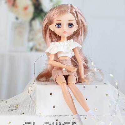 China Cartoon Toy 26cm 11 Movable Joint Toys 3D 1/6 Bjd Doll Eyes Eyelashes Clothes Dress For Girls Birthday Gift for sale