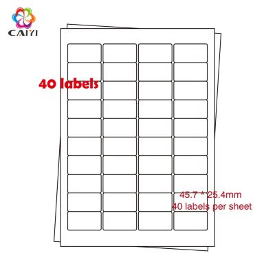 China Compatible Laser / Inkjet Sticker Paper In A4 Size 40 Labels Per A4 Sheet Sticker For Laser / Inkjet Printer for sale