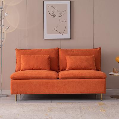 China Wholesale Modern (Other) Living Room Furniture Sofa Luxury Three-Seat Sectional Sofa Orange Adjustable Multiple Seat Cushion Living Room Sofas for sale