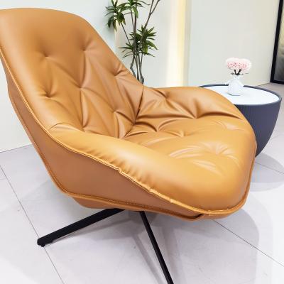 China Relieve living room modern furniture comfort leather chair Foshan style wholesale high quality orange rotating chair for sale