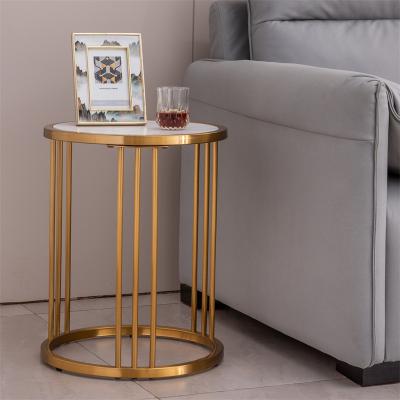 China Foshan Concise End Table Chipboard Table Stainless Steel Frame Small Coffee Table Modern Living Room Furniture Small Stone Top Wholesale for sale