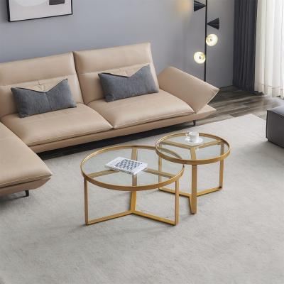 China Concise Modern Style Tempered Transparent Glass Coffee Table Frame Coffee Table Top High Quality Gold Glass Console Table for sale