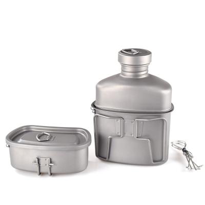 China Tin Thickened Wholesale Large-Capacity Camping Kettle Mess Outdoor Portability Lunch Box And Kettle Titanium Material < 1L for sale