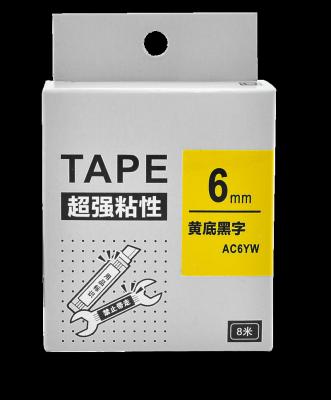 China COMPATIBLE label cassette black on yellow 6mm*8m SC6YW 100% compatible for KingJim/EPSON label printer for sale