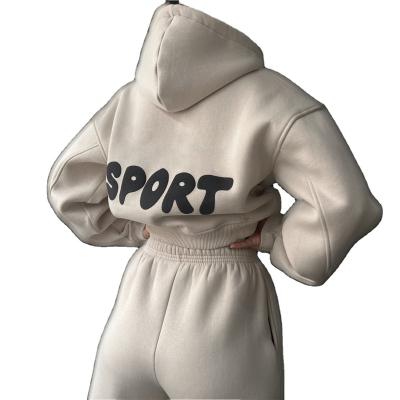 China Anti-pilling wholesale custom logo 3d foam embossed breath printing empty cotton hoodies sweatshirt for women for sale