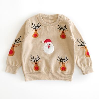 China Custom Winter Warm Cotton Christmas Sale Full Jacquard Sweater Baby Knitted Casual 100% OEM Service SANTA Standard for sale