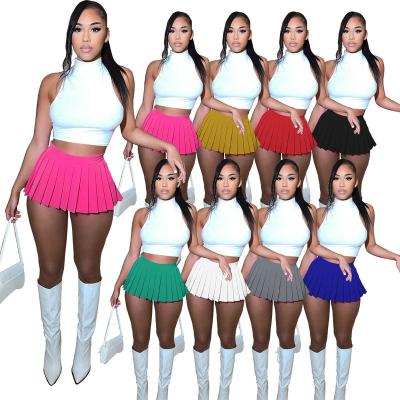 China Fashion Y2k Mini Pleated Skirts Women Sexy Anti-Static Custom High Waist Club Party Use Solid Color A-Line Skirt for sale