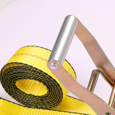 China Polyester Ratchet Tie Down Straps By Stay There - 2 Inch X 30ft With Flat Hooks Classic Yellow 10000lb Guaranteed Breaking Strength for sale