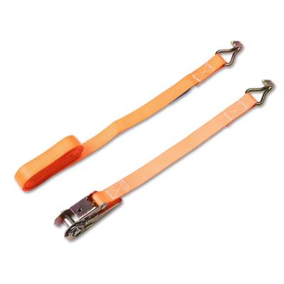 China Polyester 25mm 800kg Zurrgurte Ratchet Tie Downs Tie Down Lashing Belt With Double J Hooks for sale