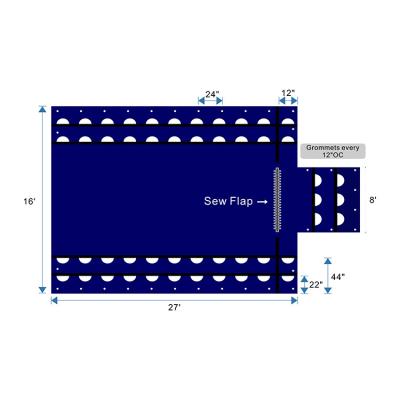 China Heavy Duty Water Resistant Lumber Tarp Truck Load Cover Flatbed PVC tarp16x27+4x8 for sale