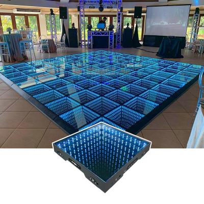 China 2022 party and wedding event led dance floor dj lighting up waterproof 3d infinity dance floor tiles carpet rental prices for sale