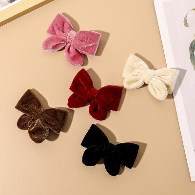 China Hair Clips 2022 New Velvet Bow Hair Clips Glitter Bow Hair Clips For Girls for sale