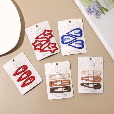 China Hair Clips 2022 3pcs Per Set Single Clip Hairpins Coffee Color Red Blue Hair Clips For Option for sale