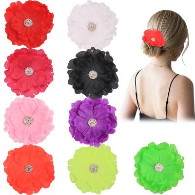 China 2022 4Inch/10cm Floral Flower Hair Clips DIY Hair Decoration Peony Hair Accessory Style For Girls for sale