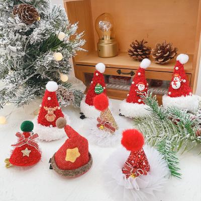 China Hair Claw Clips 2021 Multiple Designs Christmas Hat Hair Clips Milu Deer Hair Clips For Merry Christmas for sale