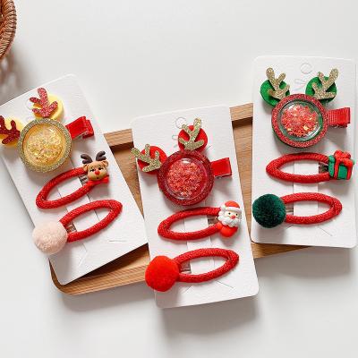 China Hair Claw Clips 2021 3PCS By Christmas Hair Clips Accessories Snowman Milu Set Red Hair Clips For Girls for sale