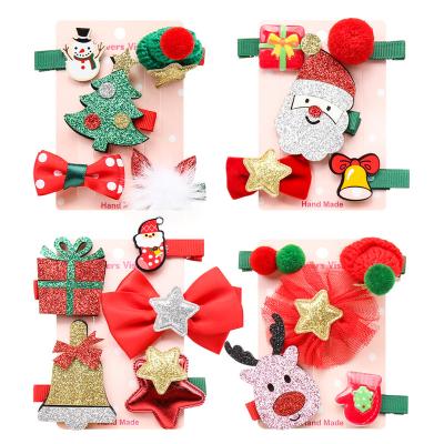 China Hair Claw Clips 2021 5pcs Per Card Christmas Tree Milu Snow Barrettes Hair Clips Accessories Part For Girls for sale