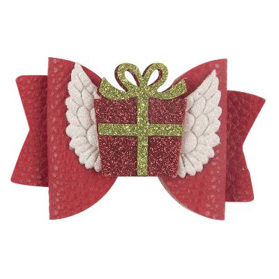 China Fashion Glitter Christmas Hair Bows For Girls Boutique Christmas Party Bow Clips For Girls Kids Accessories for sale