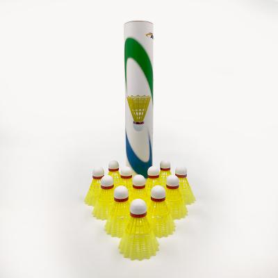 China Entrenamiento blanco amarillo de la PU Cork Olympic Badminton Shuttlecock For de 12 PAQUETES en venta