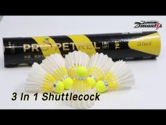 Goose Feather 3 In 1 Shuttlecock Badminton Fiber Cork For Professional Training