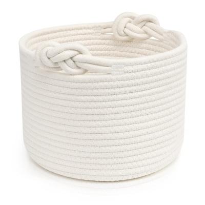 China Fashion Cotton Rope Viable Foldable Storage Basket Ultra-Large Woven Rope Storage Basket for sale