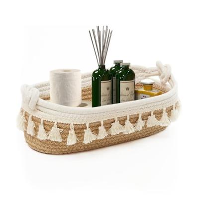 China Large Capacity Cotton Rope Storage Basket Sustainable Woven Woven Storage Basket Cotton Rope Storage Basket for sale