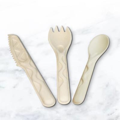 China Wholesale Sustainable Japanese Chinese Cake Cooking Compostable Biodegradable Steak Bagasse Fork Spoon Knife Sets for sale