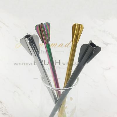 China Durable Stainless Steel Darts Straw With Stand Reusable Rotary Design Metal Mixing Drinking Straws for sale