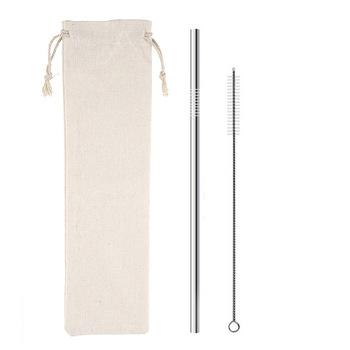 China New Arrival Viable Wholesale Premium 304 Silver Stainless Steel Straw Set for sale