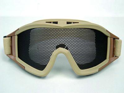 China Lightweight Adjustable Tan Metal Mesh Goggles Eyewear For Army for sale