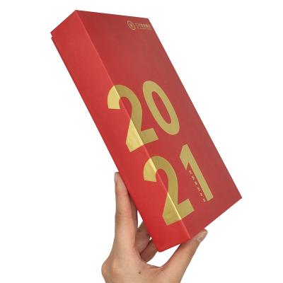 China Recycled Materials Frame Desk Calendar Packing Box Custom Gift Set Red Cardboard Hot Stamping High Quality for sale