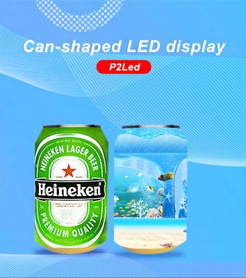 China Beer Bottle Can Shaped LED Display HD P2 Video Display Pop Cans LED Screen Flexible Beer Bottle Displays for sale